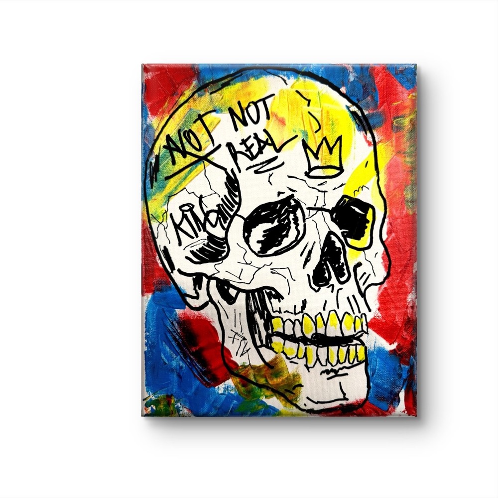 Papa Diouf Original Painting Skull Graffiti Street Art Canvas 8x10 NEW